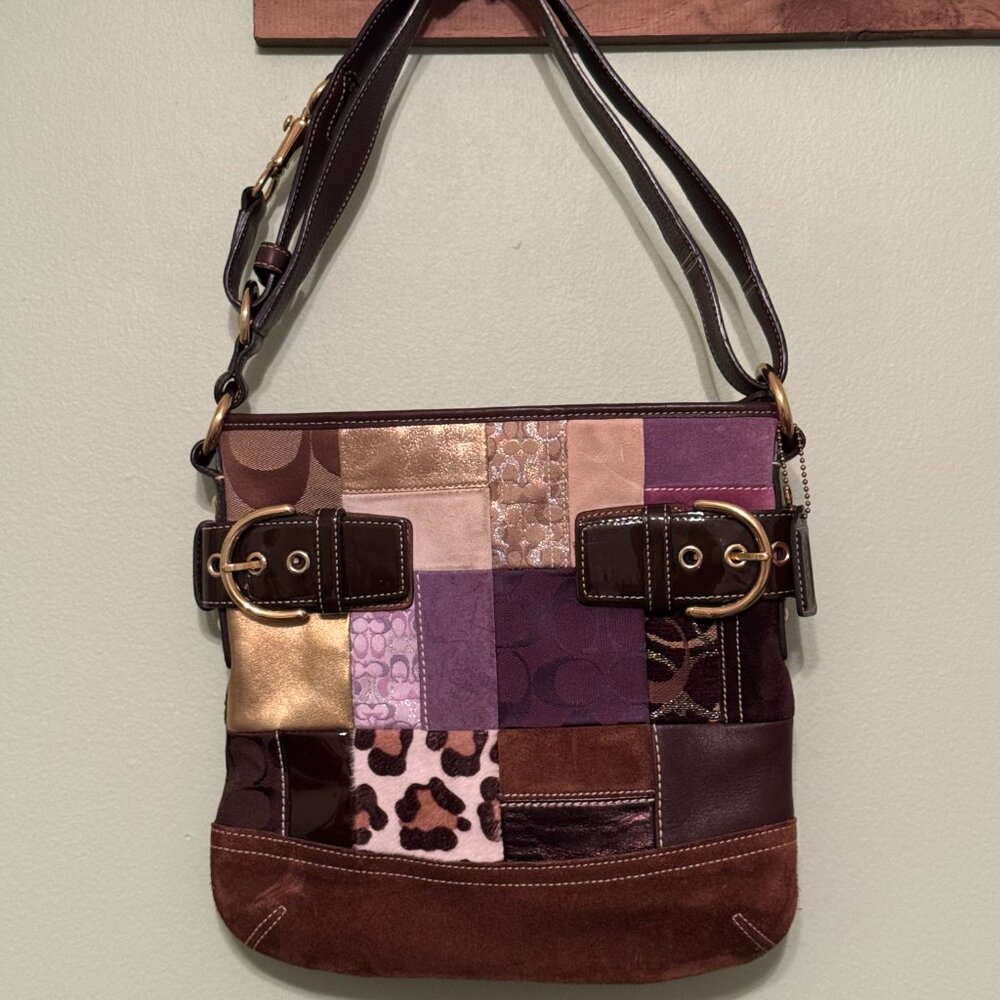Authentic COACH Holiday Multicolor Patchwork Gallery Tote Bag #H05S-3573